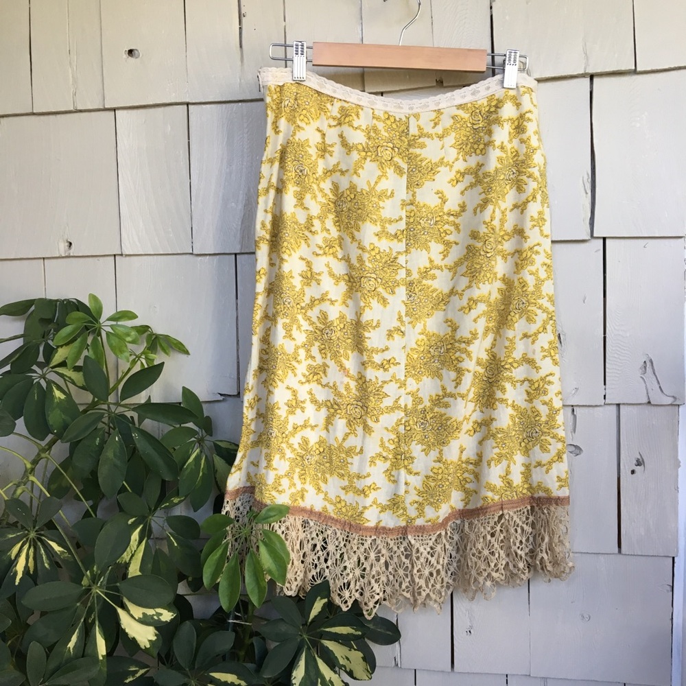 Handmade yellow floral feedsack skirt